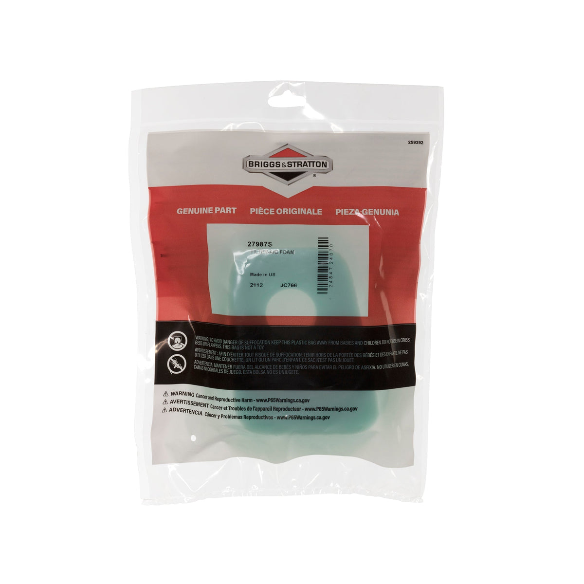 Briggs & Stratton 27987S Foam Air Cleaner Filter