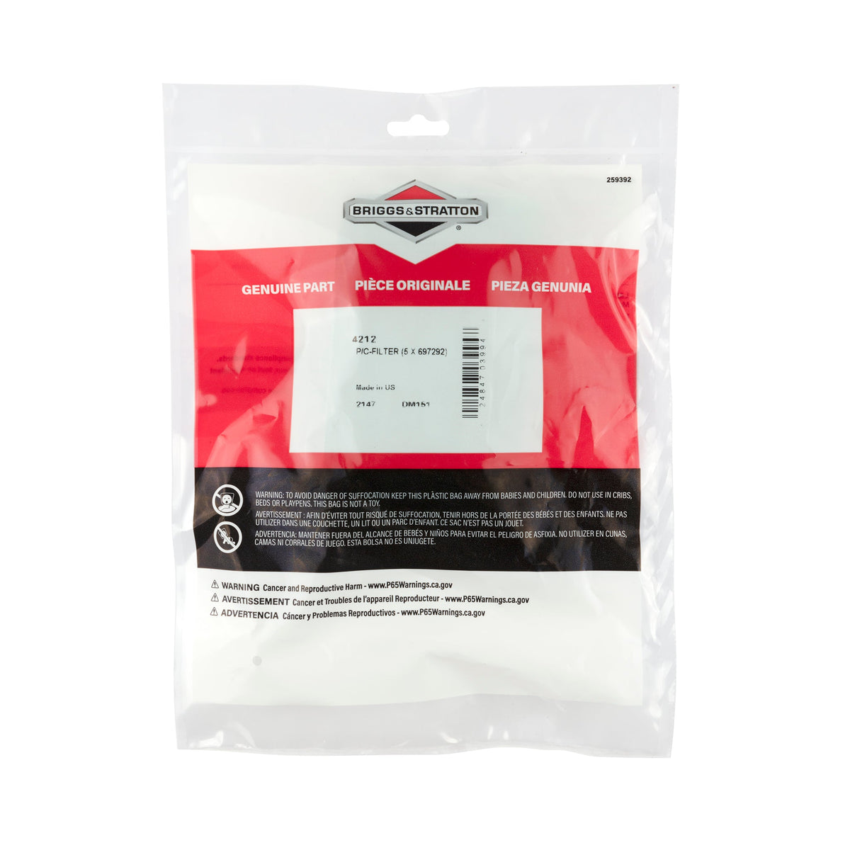 Briggs & Stratton 4212 P/C-FILTER (5 X 697292)