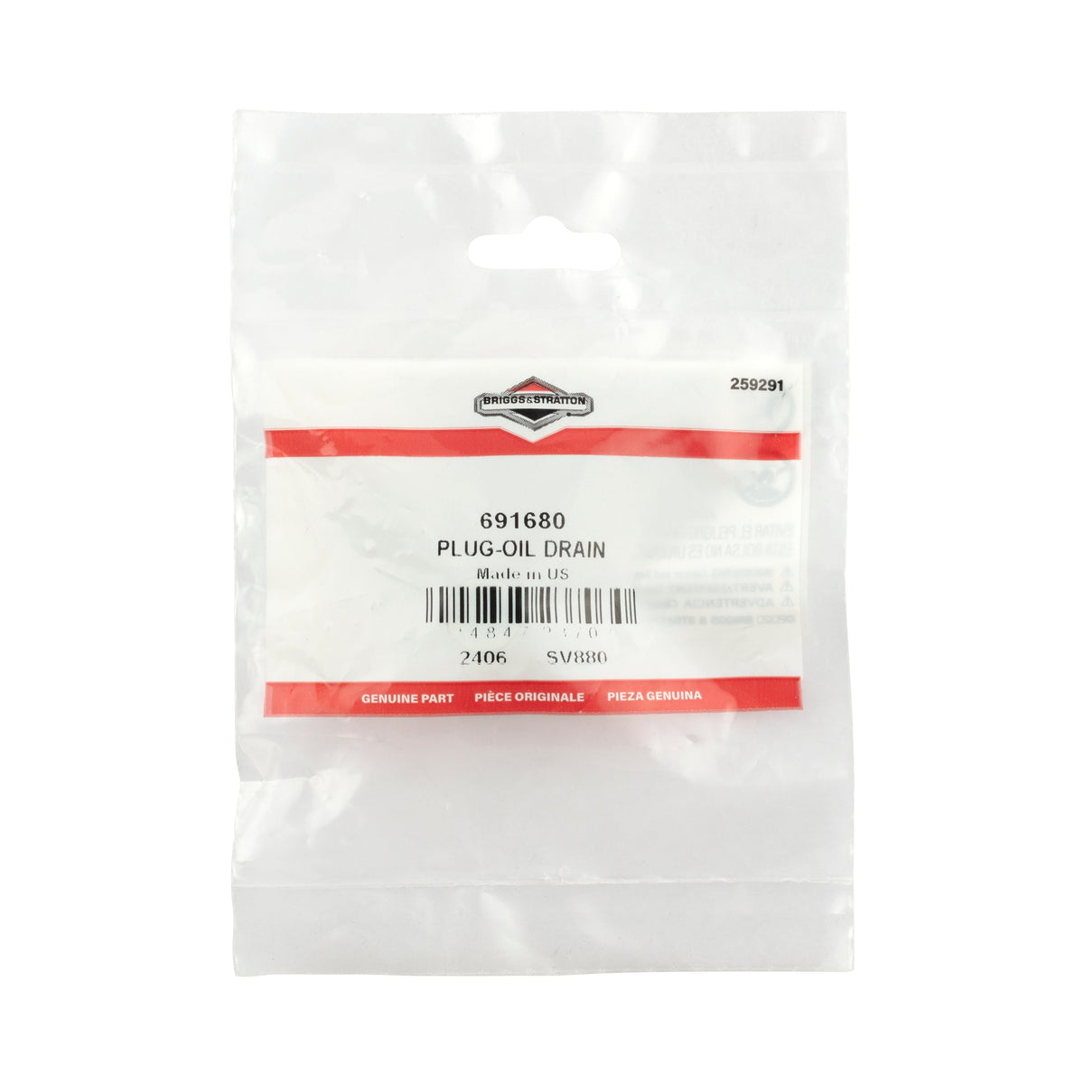 Briggs & Stratton 691680 Oil Drain Plug
