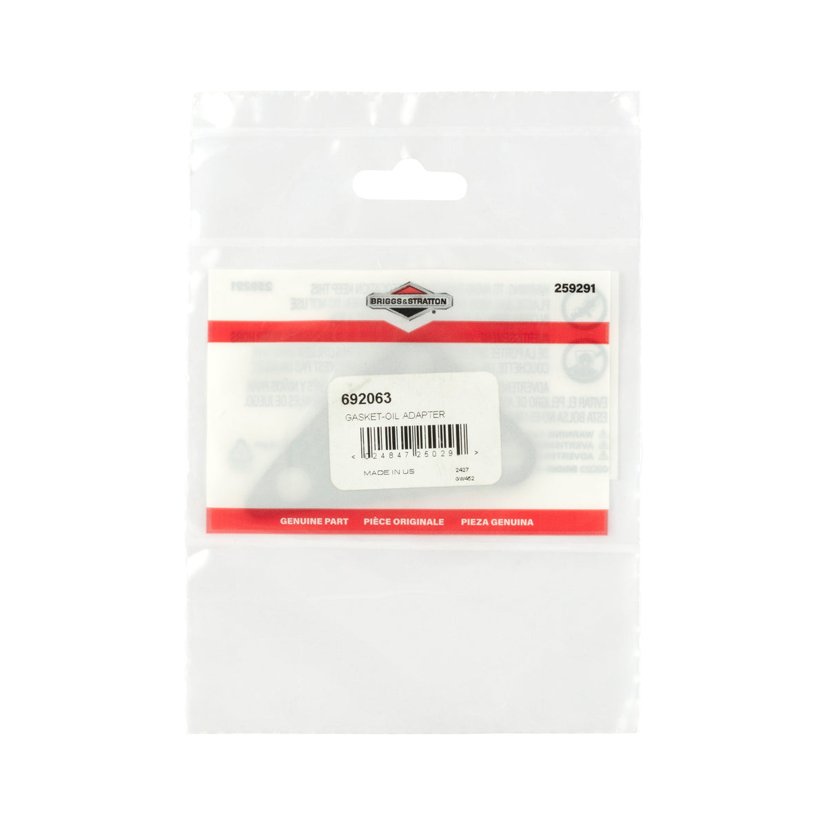 Briggs & Stratton 692063 Oil Adapter Gasket