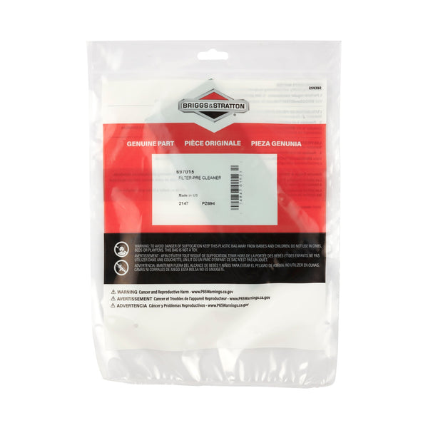 Briggs & Stratton 697015 Pre-Cleaner Filter