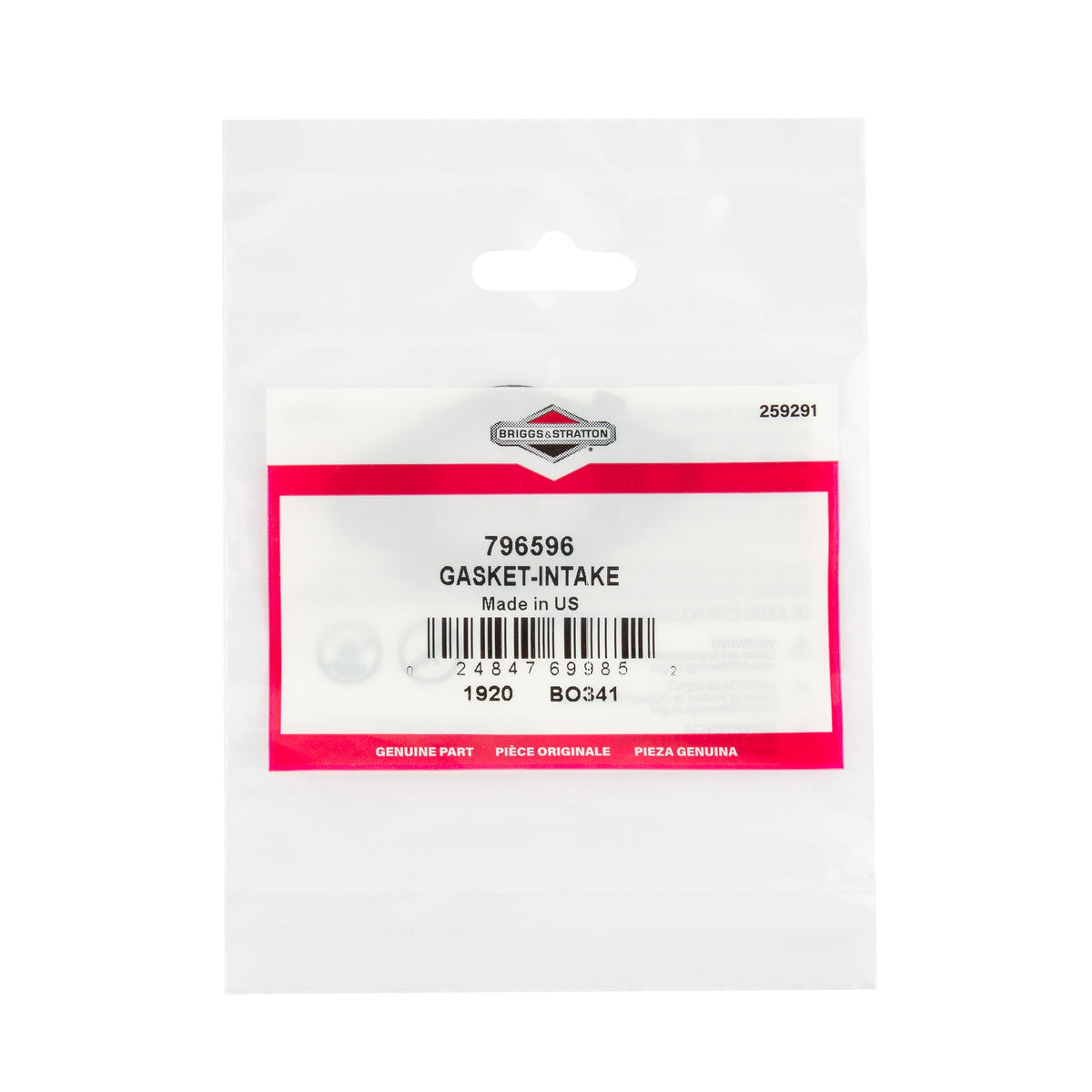 Briggs & Stratton 796596 Intake Gasket