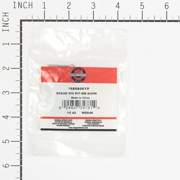 Briggs & Stratton 1686806YP Shear Pin Kit - WB Snow