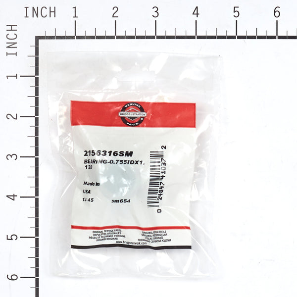 Briggs & Stratton 2156316SM Bearing, 0.755 ID x 1.128