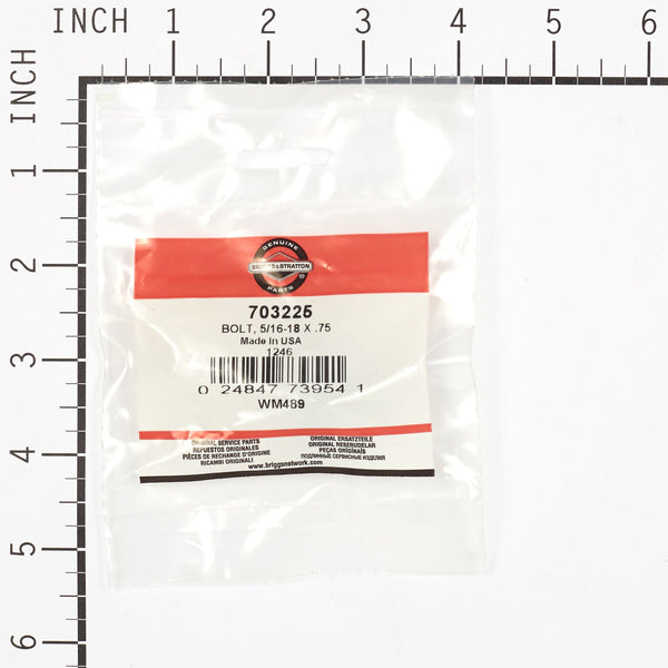 Briggs & Stratton 703225 Bolt, 5/16-18 X .75