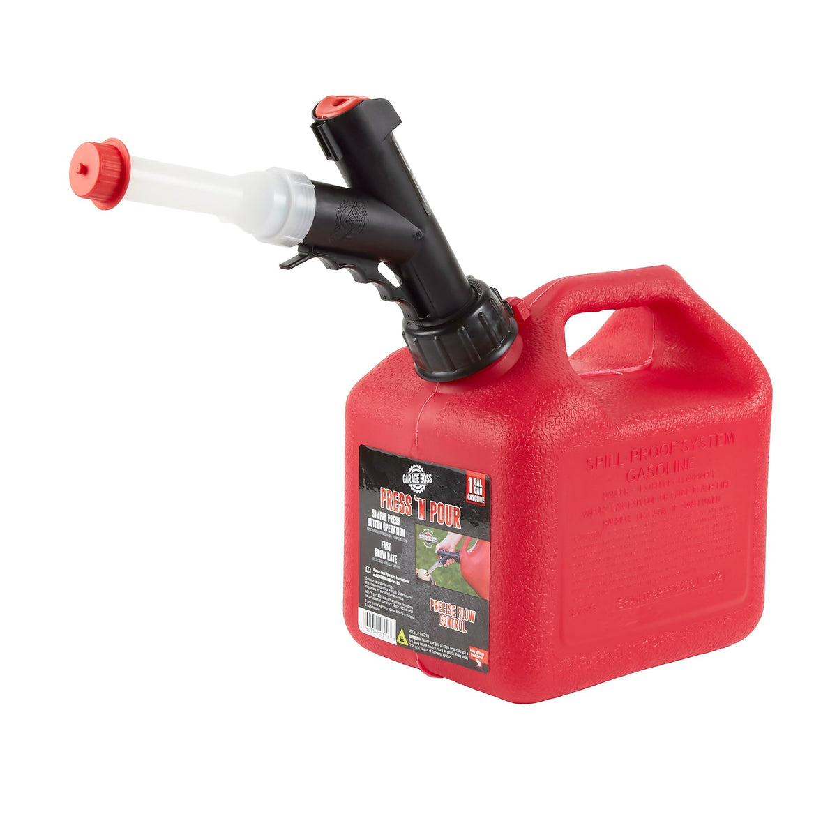 Briggs & Stratton GB310 GarageBoss Press 'N Pour Gas Can, 1+ Gallon