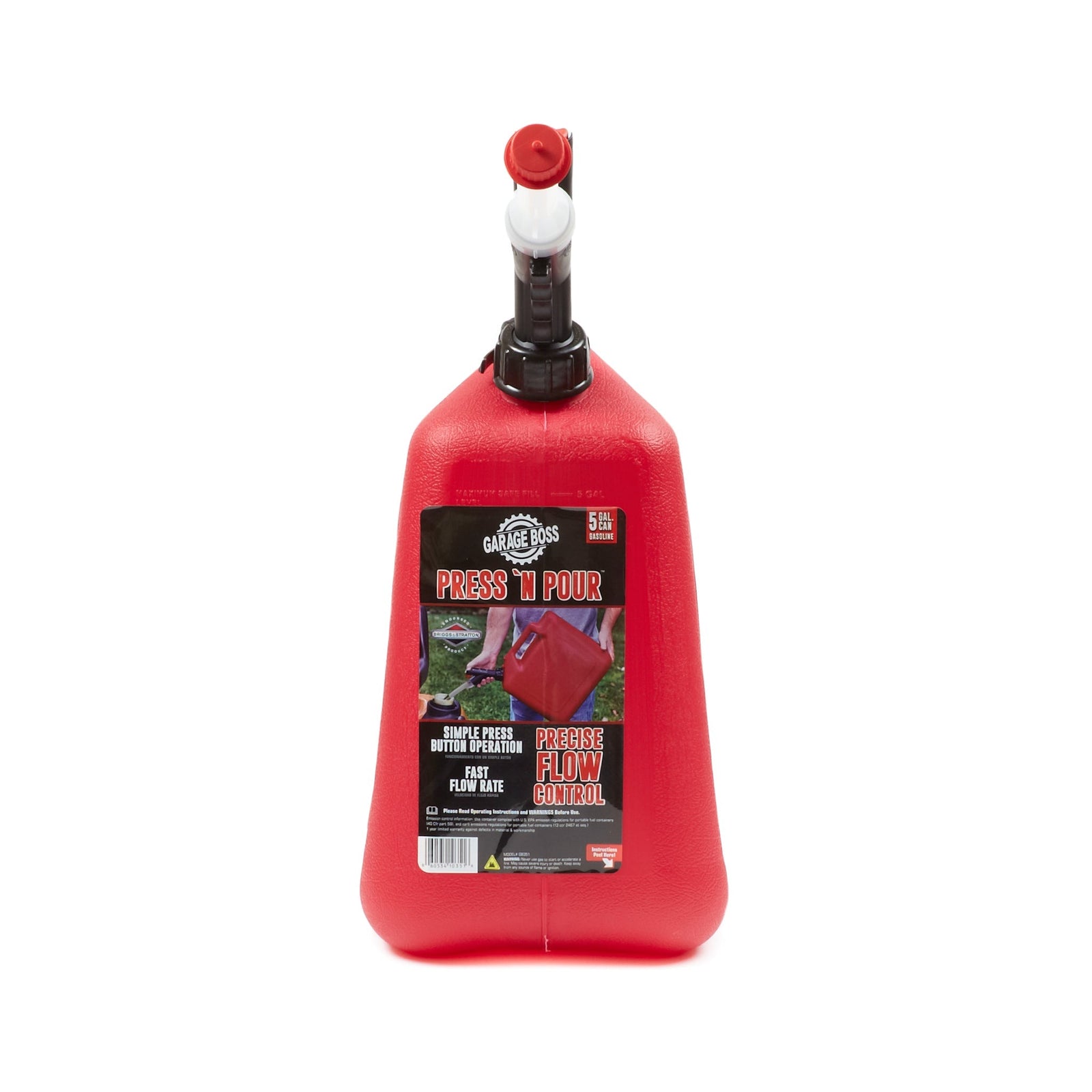 Briggs & Stratton GB351 GarageBoss Press 'N Pour Gas Can, 5 Gallon