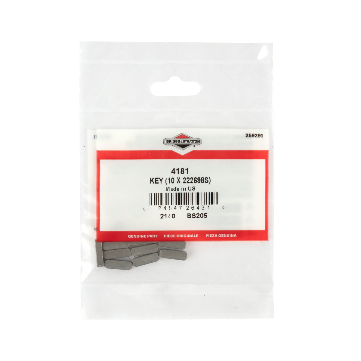 Briggs & Stratton 4181 KEY (10 X 222698S)
